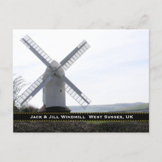 Carte Postale Windmill : Jack & Jill Sussex UK Postcard