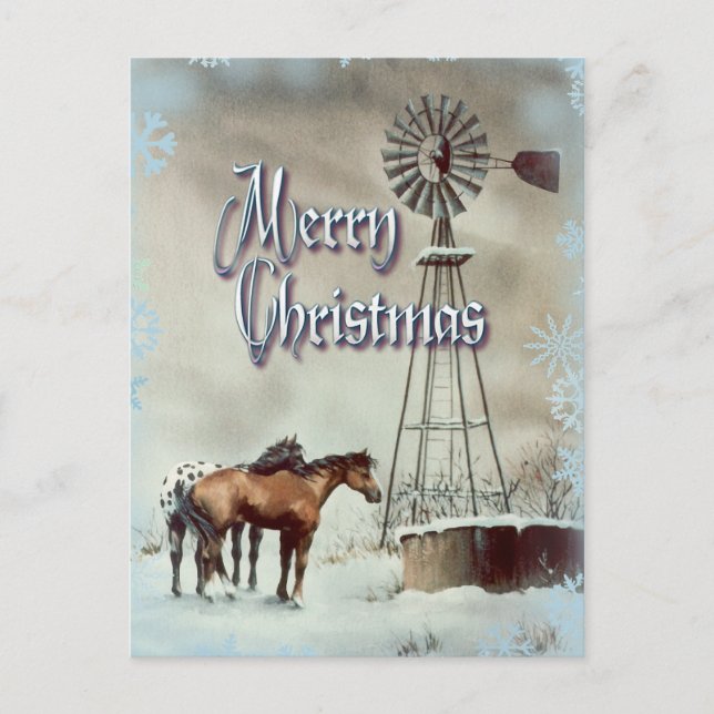 Carte Postale WINDMILL & SNOWFLAKES par SHARON SHARPE (Devant)