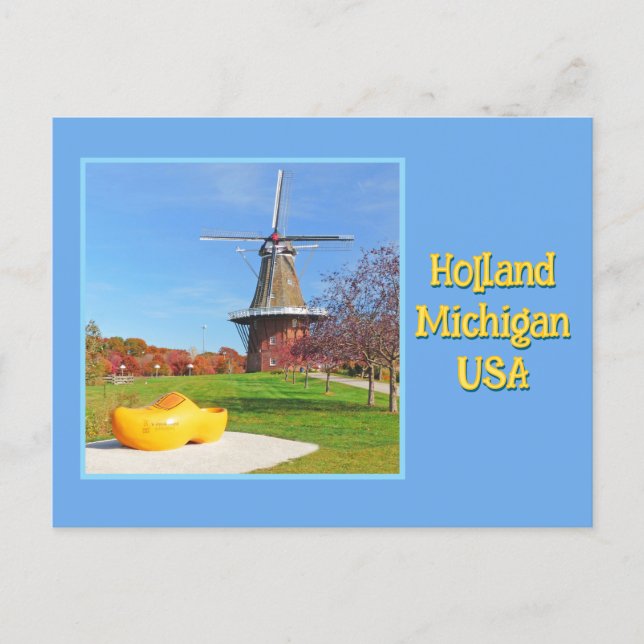 Carte Postale Windmill, Wooden Shoe, Holland, Michigan USA (Devant)