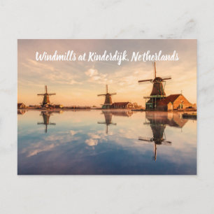 Carte Postale Windmills Kinderdijk Pays-Bas stylisé
