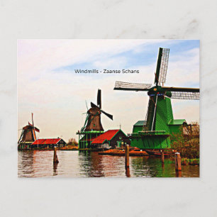 Carte Postale Windmills néerlandais, Zaanse Schans, Hollande
