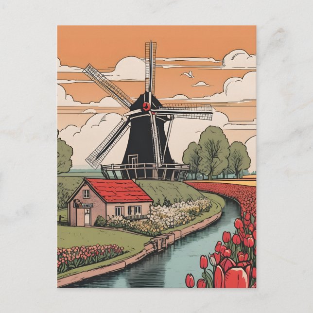Carte Postale Windmills Pays-Bas (Devant)