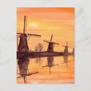 Carte Postale Windmills Sunset