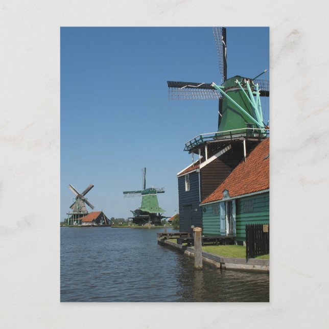 Carte Postale Windmills Zaanse Schans en Hollande (Devant)