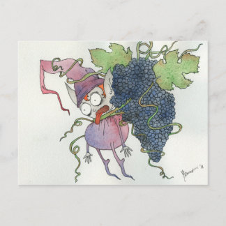 Carte Postale Wine fairy - Je ne bois que du texte horizontal