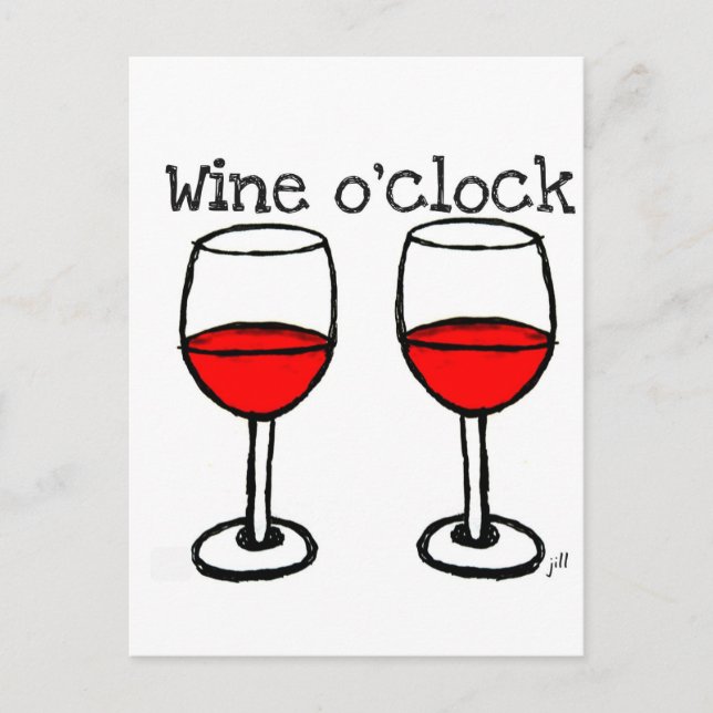 CARTE POSTALE "WINE O'HORLOGE" IMPRIMANTE DE VIN ROUGE (Devant)