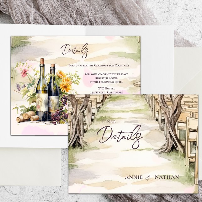 Carte Postale Winery Rustic Chic Grapevine Détails du Mariage (Winery Rustic Chic Grapevine Wedding Details Enclosure Postcard)