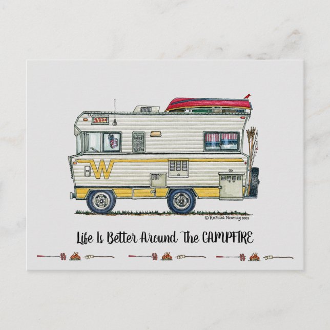 Carte Postale WINNEBAGO RV happy camper art print mignon (Devant)