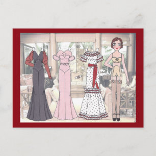 Carte Postale Winnie, poupée en papier Art déco de 1936