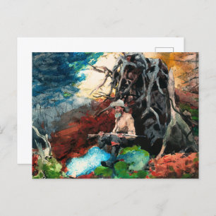 Carte Postale Winslow Homer peinture, feu de camp, Adirondacks,