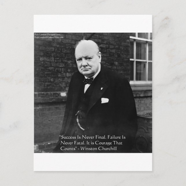 Carte Postale Winston Churchill Dons "Réussite Jamais Finale" (Devant)