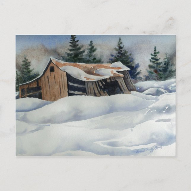 Carte postale "Winter Barn" Country Roads (Devant)