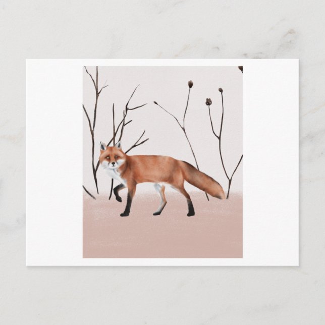 Carte Postale Winter orange fox walking in a portrait (Devant)
