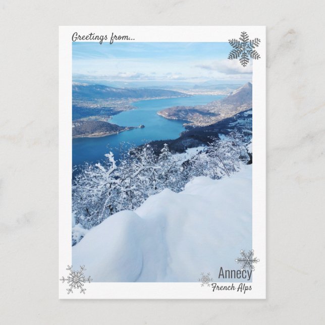 Carte postale Winter Snow Lake Annecy (Devant)