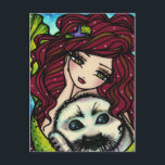Carte Postale Winter White Seal Mermaid Art Fantasy<br><div class="desc">This postcard ce designed and created featuring the original,  main-painted Fantasy Art of Hannah Lynn. To learn more about the artist,  go to hannanhlynnart.com</div>