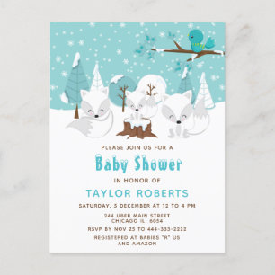 Carte Postale Winter Wonderland Arctic Fox Baby shower