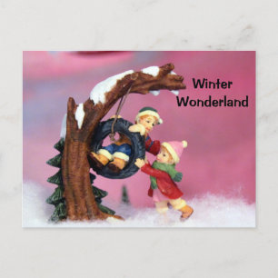 Carte Postale Winter Wonderland Kids Tree Swing