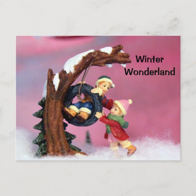 Carte Postale Winter Wonderland Kids Tree Swing (Devant)