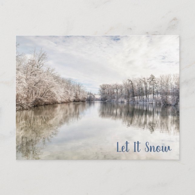 Carte Postale Winter Wonderland|Let It Snow|Blue White Holiday (Devant)