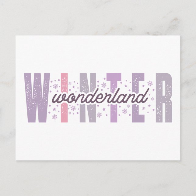 Carte Postale Winter Wonderland - Typographie Festive Art (Devant)