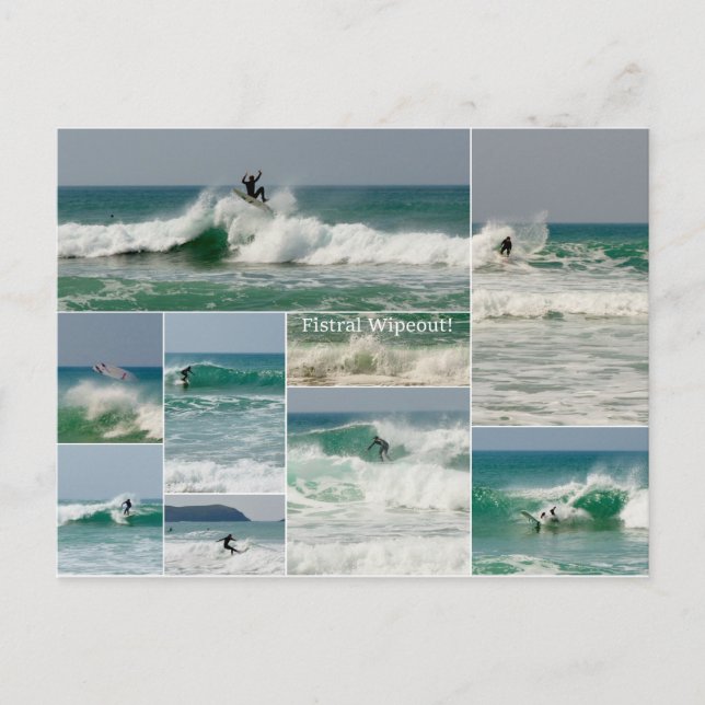 Carte Postale Wipeout surfant de Fistral Newquay les (Devant)