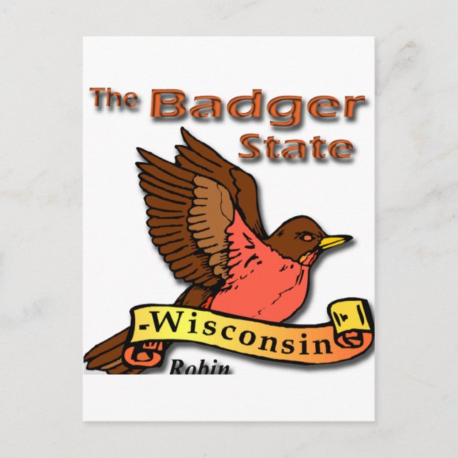 Carte Postale Wisconsin Badger State Robin png (Devant)