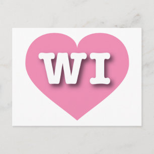 Carte Postale Wisconsin Coeur rose - J'aime WI
