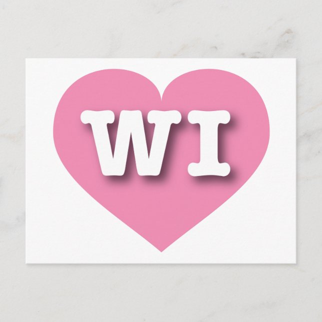 Carte Postale Wisconsin Coeur rose - J'aime WI (Devant)