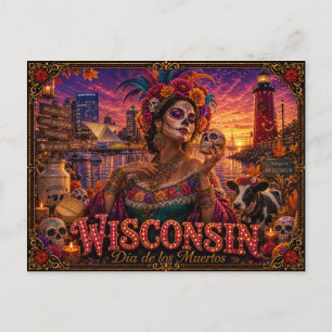 Carte Postale Wisconsin Día de los Muertos Rétro
