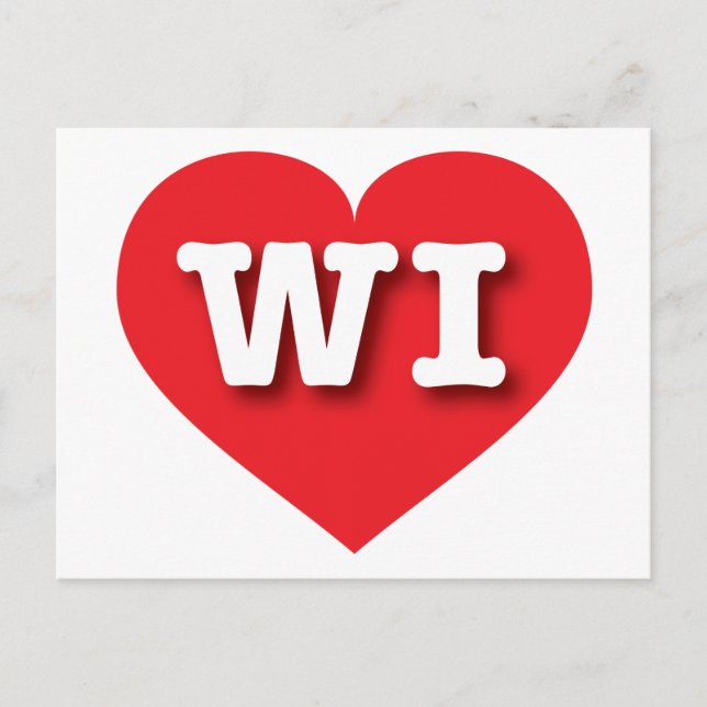 Carte Postale Wisconsin Red Heart - J'aime WI (Devant)