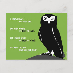 Carte postale Wise Old Owl en vert