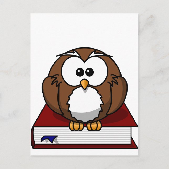 Carte Postale Wise Owl sur le livre, enseignant, sagesse, étude  (Devant)