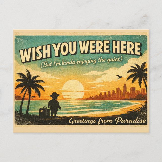 Carte Postale Wish You Were Here – Retro Paradise Postcard (Devant)