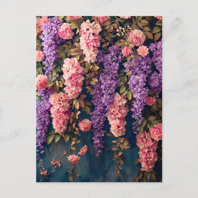 Carte Postale Wisteria and Pink Roses in Bloom (Devant)