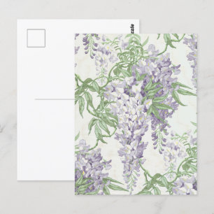 Carte Postale Wisteria Blossom Bleu clair et Motifs de lavande