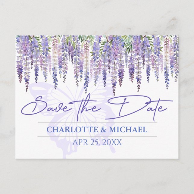 Carte Postale Wisteria Spring Garden Wedding Enregistrer la date (Devant)
