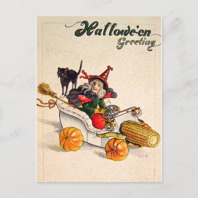 Carte Postale Witchmobile (Carte Halloween Vintage) (Devant)
