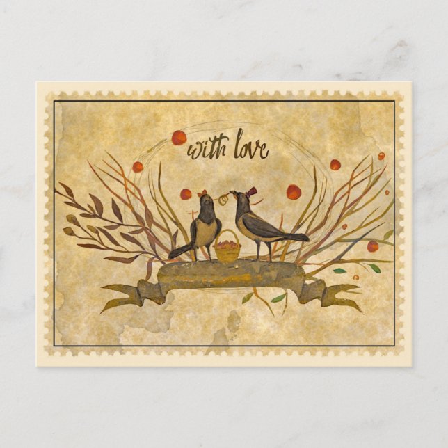 Carte Postale With Love Vintage Valentine Postcard (Devant)