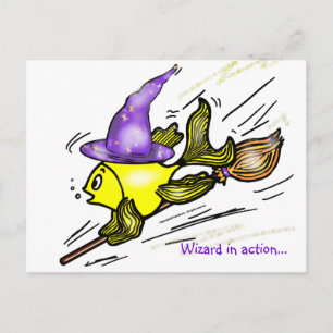 Carte Postale Wizard Fish - drôle dessin mignon