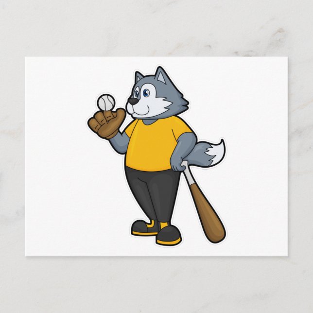 Carte Postale Wolf au baseball avec batte de baseball (Devant)
