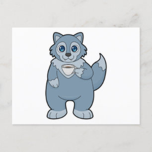 Carte Postale Wolf avec la coupe de café
