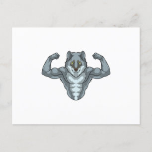 Carte Postale Wolf comme Bodybuilder avec de grands Muscles