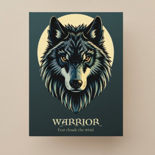 Carte Postale Wolf face fenrir guerrier tribal sans crainte fenr