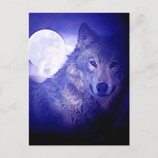 Carte Postale Wolf & Moon (Devant)