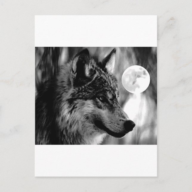 Carte Postale Wolf & Moon (Devant)