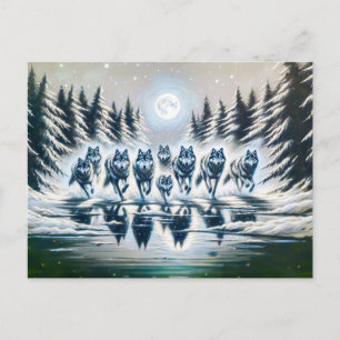 Carte Postale Wolf Pack Running Through