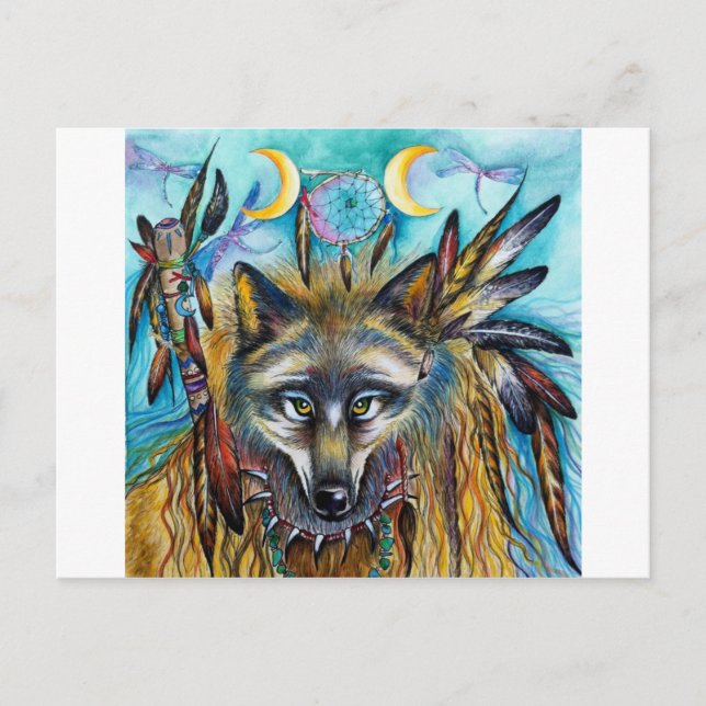 Carte Postale Wolf Shaman Spirit (Devant)