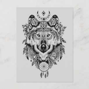 Carte Postale Wolf tribal indien