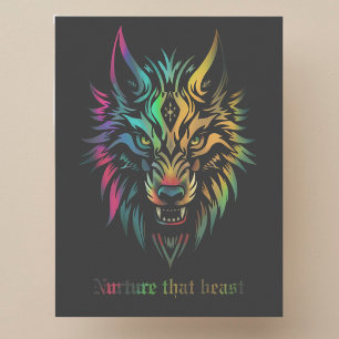 Carte Postale Wolf visage coloré aérographe Poudre qui bête