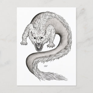Carte Postale Wolfdragon, Wolf et Dragon, mélange-Créature